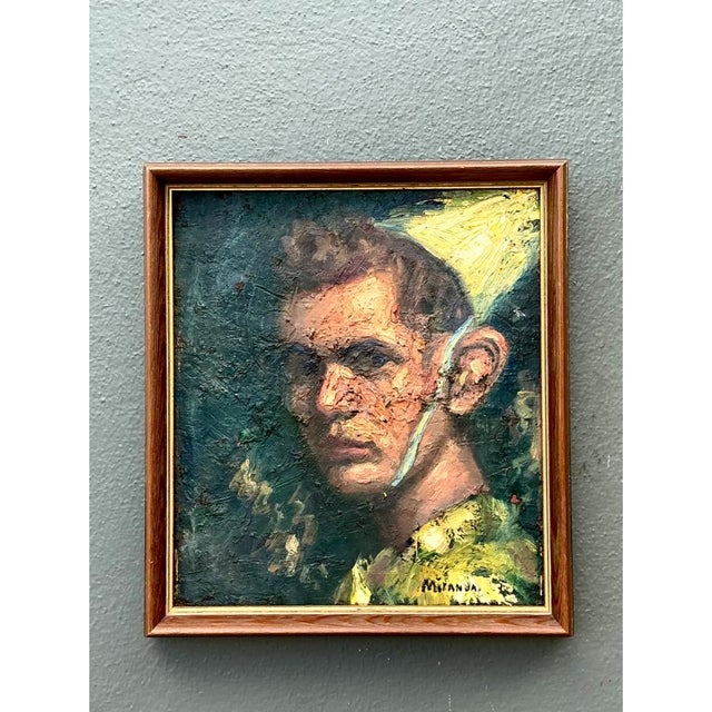Vintage Figurative Oil Painting on Canvas For Sale - Image 9 of 12