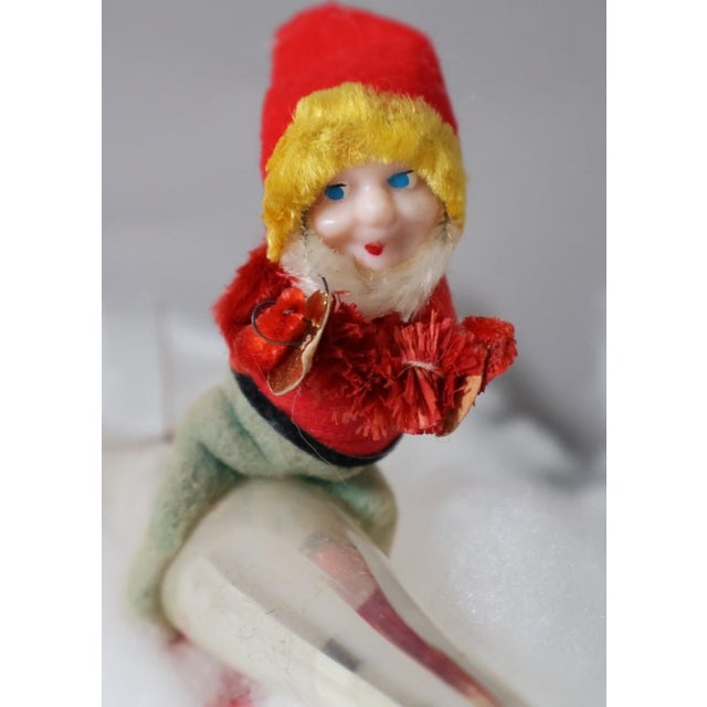 Christmas Vintage 1950s Shiny Brite Mercury Glass Rocket With Christmas Elf For Sale - Image 4 of 8