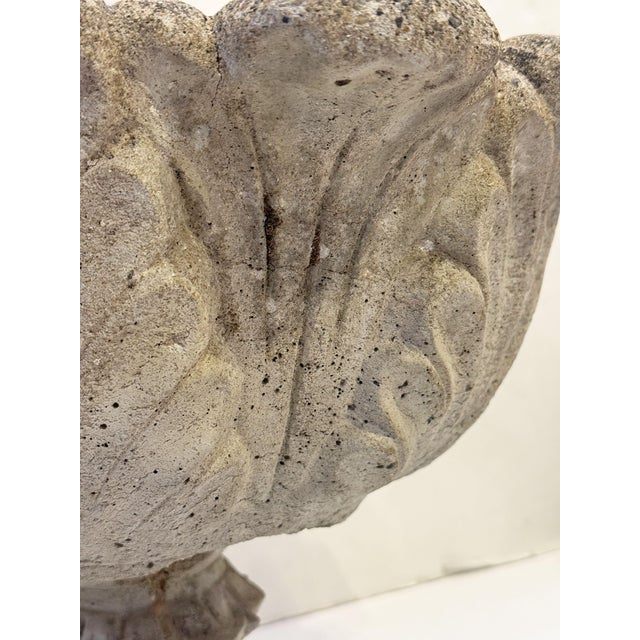 English Garden Stone Planter Pot or Urn With Acanthus Relief - Three Available For Sale - Image 10 of 11