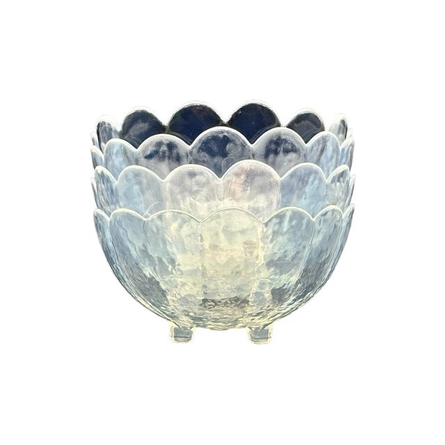 Art Deco Vintage Opalescent Scalloped Footed Bowls- Set of 4 For Sale - Image 3 of 10