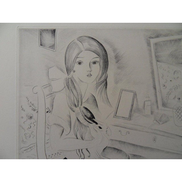 Emilia "Mily" POSSOZ (1888-1967) Young girl in front of the hairdresser Original engraving Signed in pencil Artist Proof...