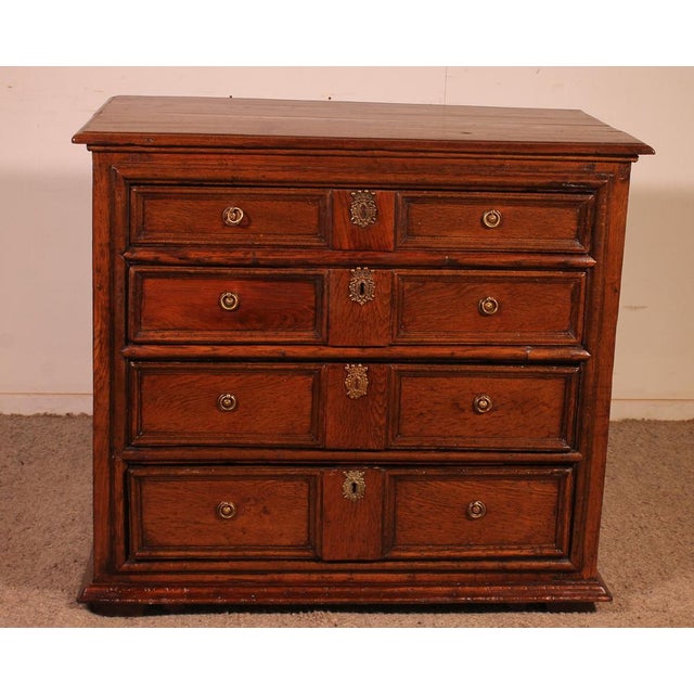 English Oak Chest of Drawers, 1700s For Sale - Image 13 of 13