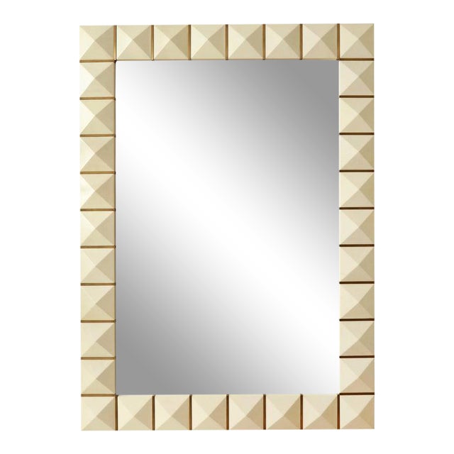 Bespoke Geometric Parchment Mirror With Inlaid Brass For Sale