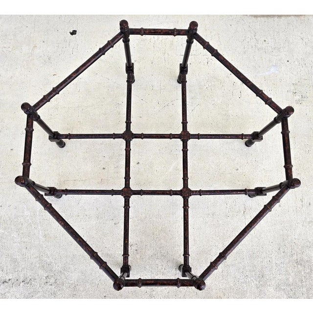 Vintage Baker Style Tortoise Shell Faux Bamboo & Glass Coffee Table For Sale In Miami - Image 6 of 12