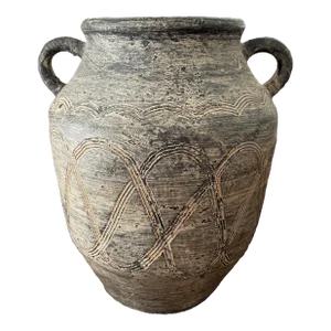 Late 20th Century Rustic Pottery Jug Vessel With Two Handles