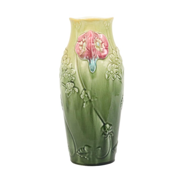 Art Nouveau French Majolica Vase by Gustave De Bruyn, 1890s For Sale - Image 3 of 16