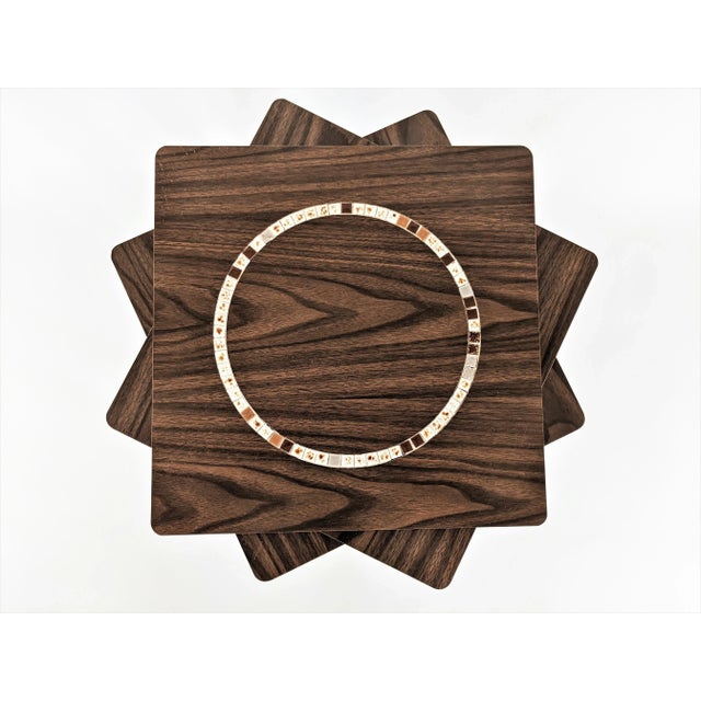 Vintage set of 3 Stackable side tables with tile mosaic inlay.