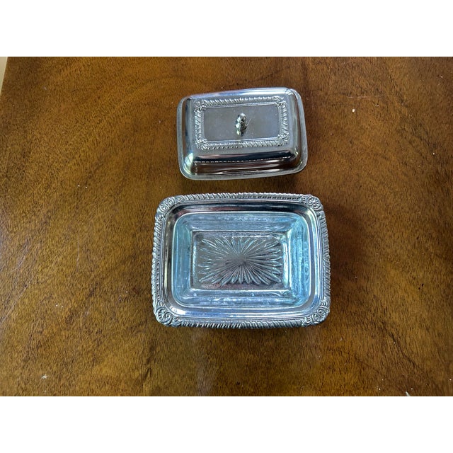 1960s 1960s English Small Silver Plate Covered Butter Dish With Glass Liner For Sale - Image 5 of 5
