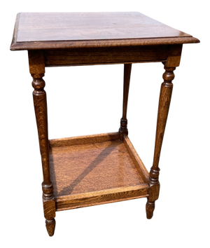 Edwardian Rustic Oak Two-Tier Side Table, 1900