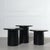 Set of three Milano Memphis style pedestal style nesting tables in ebonized lacquer with abstract painted tops. Circa...