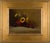 This oil on canvas features a vibrant still life arrangement of sunflowers and delicate blossoms set against a warm,...