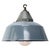 Glass Vintage Industrial Grey Enamel, Glass, and Cast Iron Pendant Lamp For Sale - Image 7 of 8
