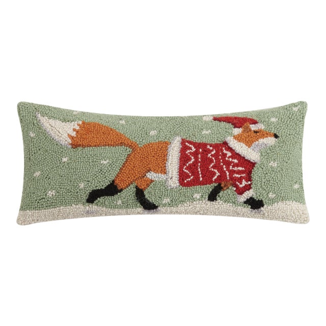 Christmas Fox Hook Pillow 8" x 20" For Sale