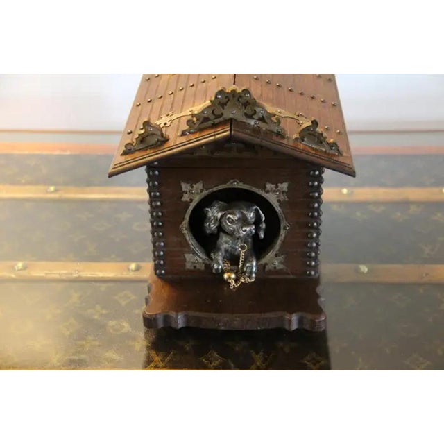 French Cigar Box with Bronze Dog in Dog House, 1890s For Sale - Image 4 of 16