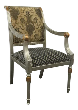 Late 20th Century Louis XVI Style Silver Gilt Armchair
