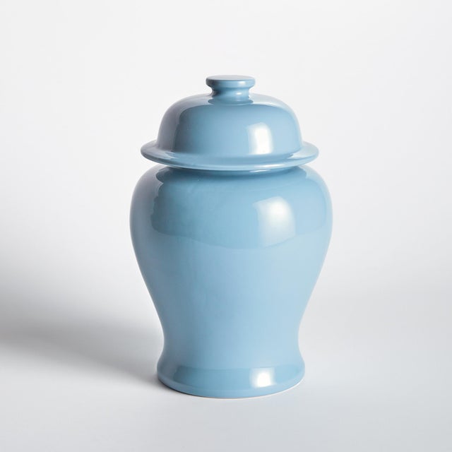 In an unexpected smaller size for traditional ginger jars, this is a modern take on a classic. The soft blue high gloss...
