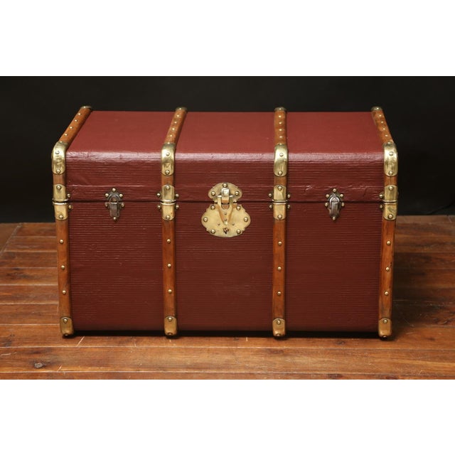Maroon Red Arched Mail Trunk For Sale - Image 8 of 8