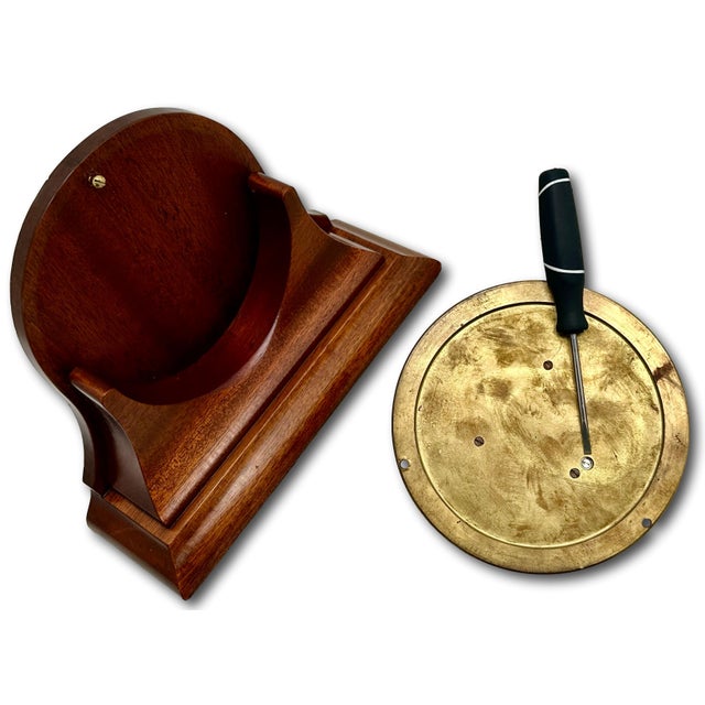 Fine Vintage Mid 20th Century Brass & Mahogany Ships Barometer & Thermometer by Esteemed Boston Maker "Chelsea" For Sale - Image 11 of 18