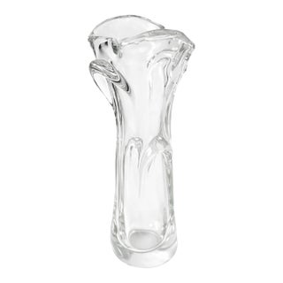1960s Hand-Formed Style Clear Art Glass Vase | Sculptural Freeform Design For Sale