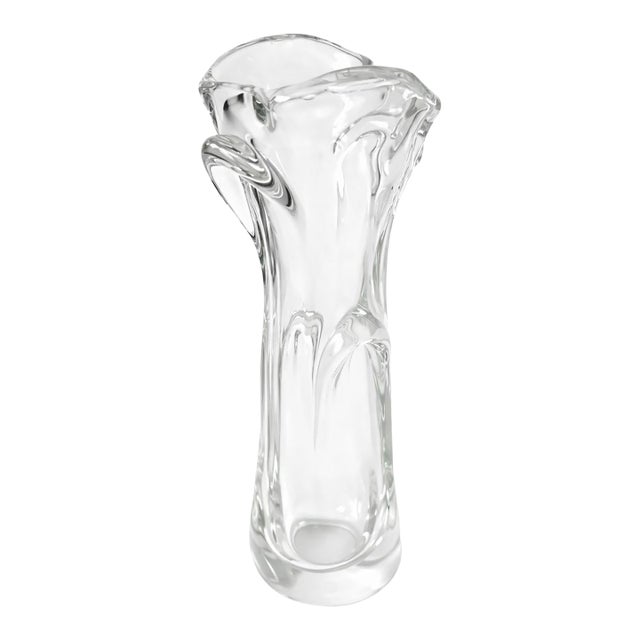 1960s Hand-Formed Style Clear Art Glass Vase | Sculptural Freeform Design For Sale