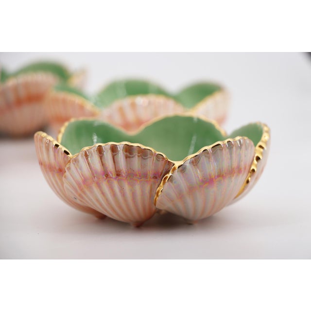 Mid-Century Modern Mid-Century Modern Portuguese Majolica Set of Six Seashell Bowls and a Seashell Box , Studio Pottery For Sale - Image 3 of 17
