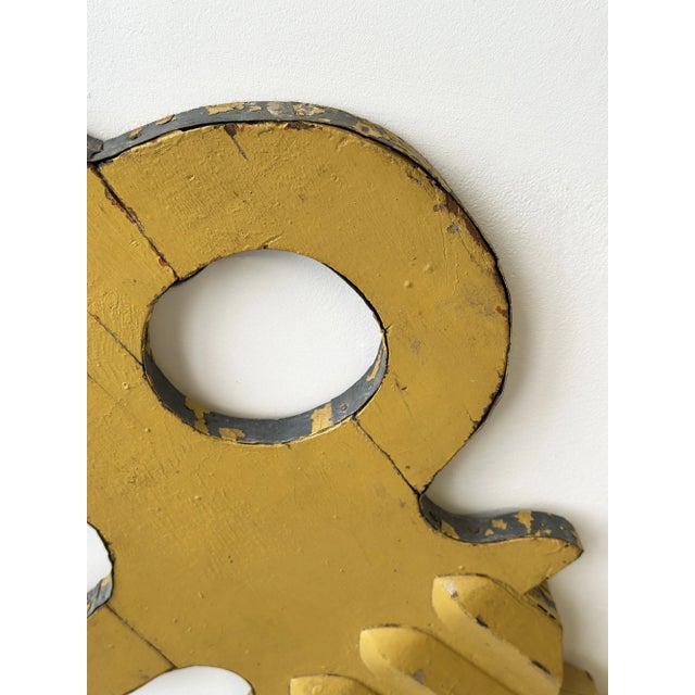 Vintage Monumental Wood + Tin Polychrome Key Trade Sign, Circa 1930s-40s For Sale - Image 10 of 18