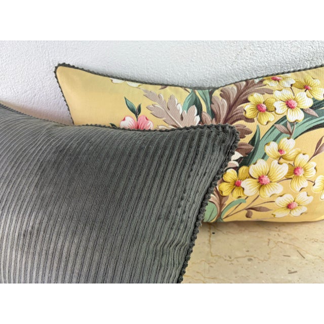 Textile Vibrant Early 20th Century Floral Broad Cloth Pillows/Pair. For Sale - Image 7 of 10