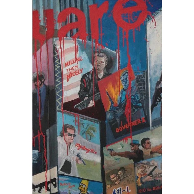 Wood Large Kazuo “Kaz” Ooka Times Square Painting - 3 Part Painting Triptych For Sale - Image 7 of 13