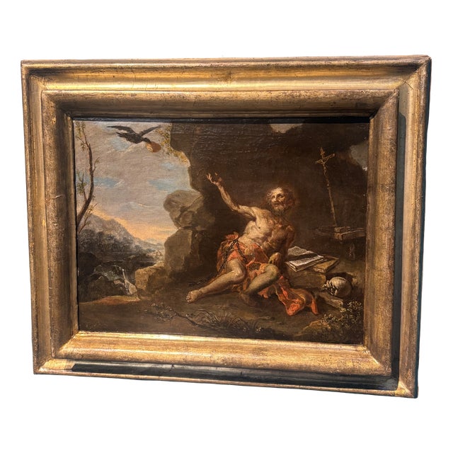 Neapolitan School Artist, Saint Elias, The Miracle of the Crows, 1600, Oil on Canvas For Sale