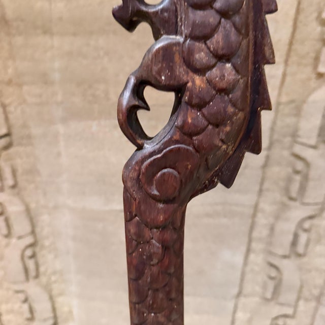 Red Vintage Chinese Chinoiserie Hand-Carved Hardwood Floor Lamp For Sale - Image 8 of 8
