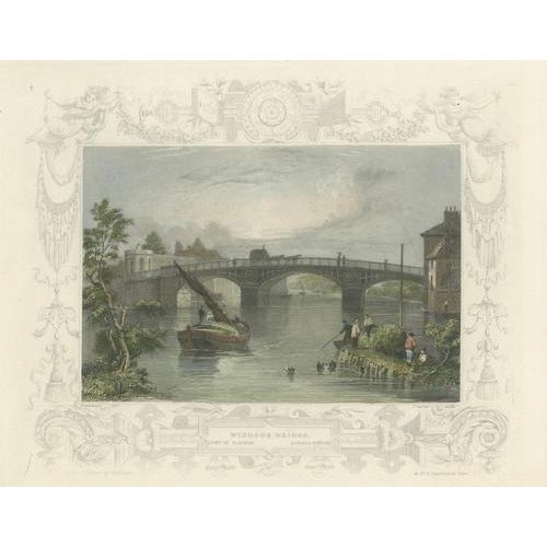 Paper Hand-Colored Engravings of Windsor Views, England, 1840, Set of 2 For Sale - Image 7 of 10