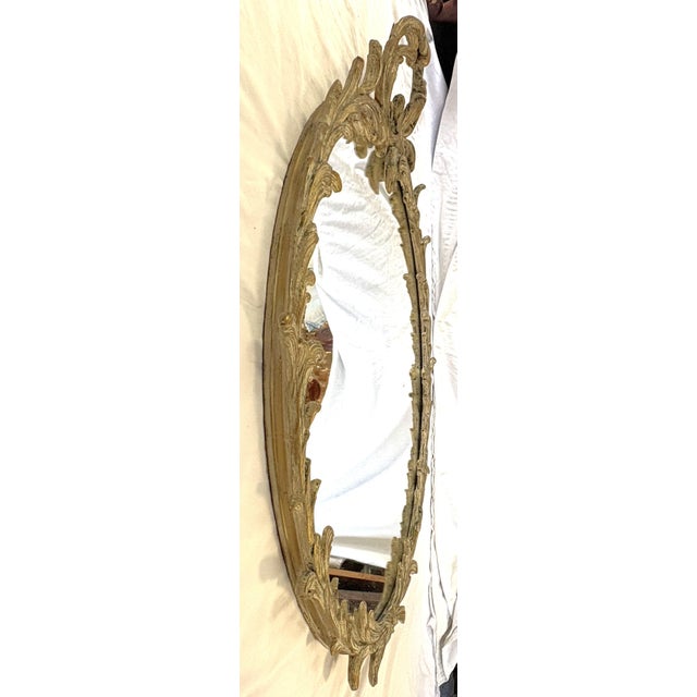 1900's Hollywood Regency Style Wood With Plaster Wall Mirror With Curved Foliate Design For Sale - Image 11 of 18