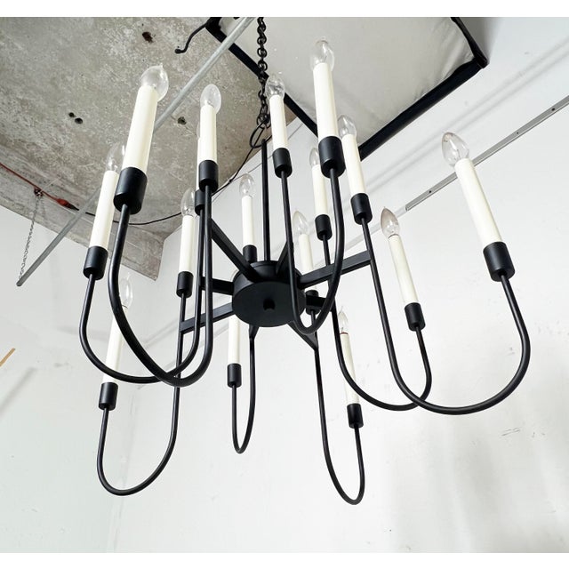 Black C. 1960s Mid-Century Lightolier Sixteen Bulb Chandelier For Sale - Image 8 of 8