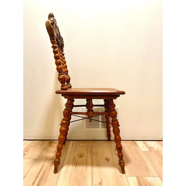 Late 19th Century Black Forest Hand Carved North Wind Chair For Sale - Image 4 of 12