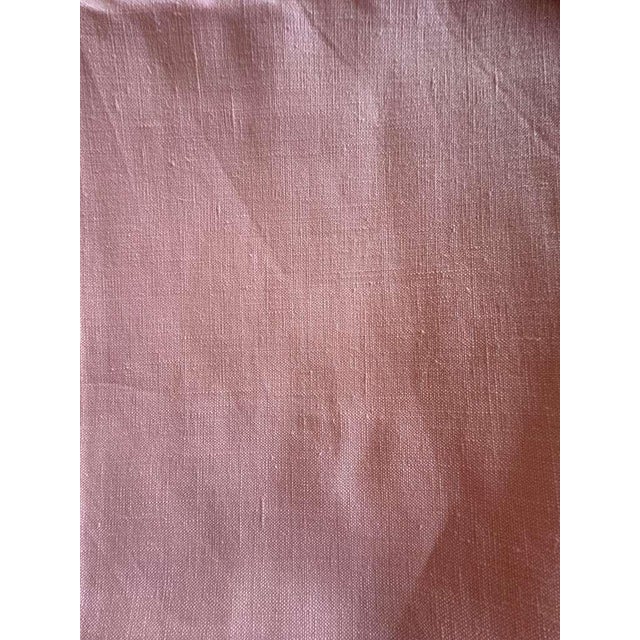 Shell Antique French Linen Sheet Blush Coral Pink Trousseau Textile Ladderwork Detail Hand Pulled Stitch 1920s Romantic Bedding Fabric For Sale - Image 7 of 11