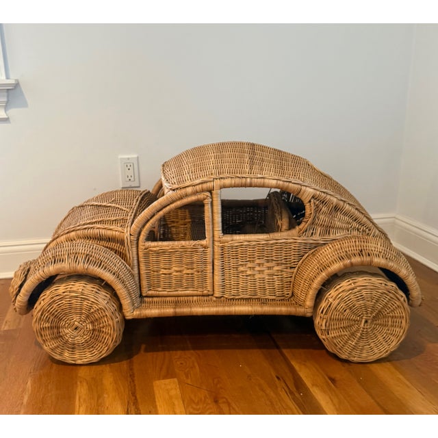 1960s Wicker Vw Bug- Decor Item For Sale - Image 5 of 7