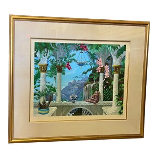 Vintage Colorful Large Framed Art Ap Signed John Kiraly For Sale