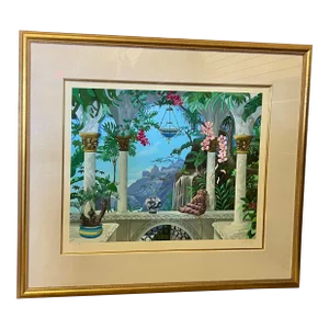 Vintage Colorful Large Framed Art Ap Signed John Kiraly