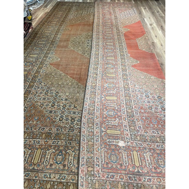 Persian Palatial Antique Persian Hajijalili Tabriz Rug - 12 X 17 For Sale - Image 3 of 12