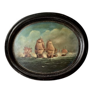 Antique George IV Papier-Mâché Painted Oval Tray For Sale