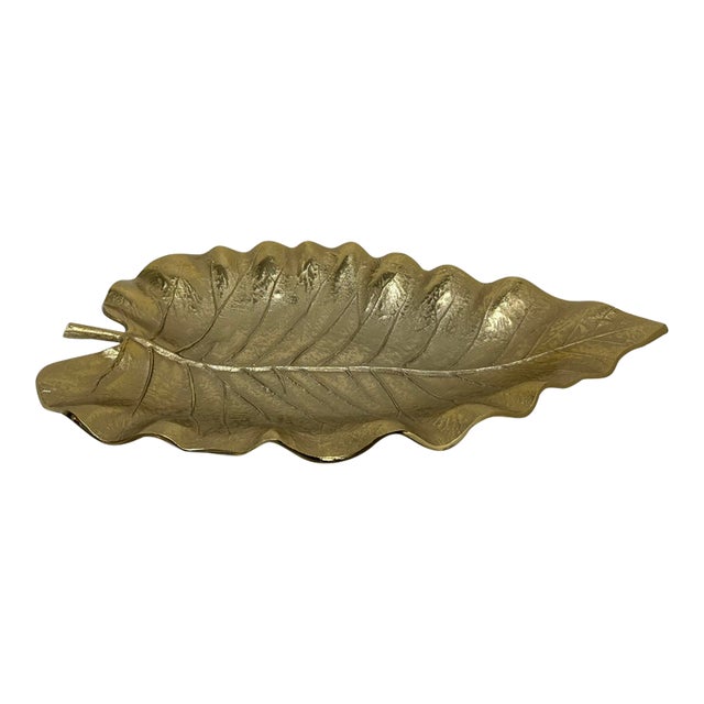 Z Gallerie Gold-Tone Metal Leaf Tray For Sale