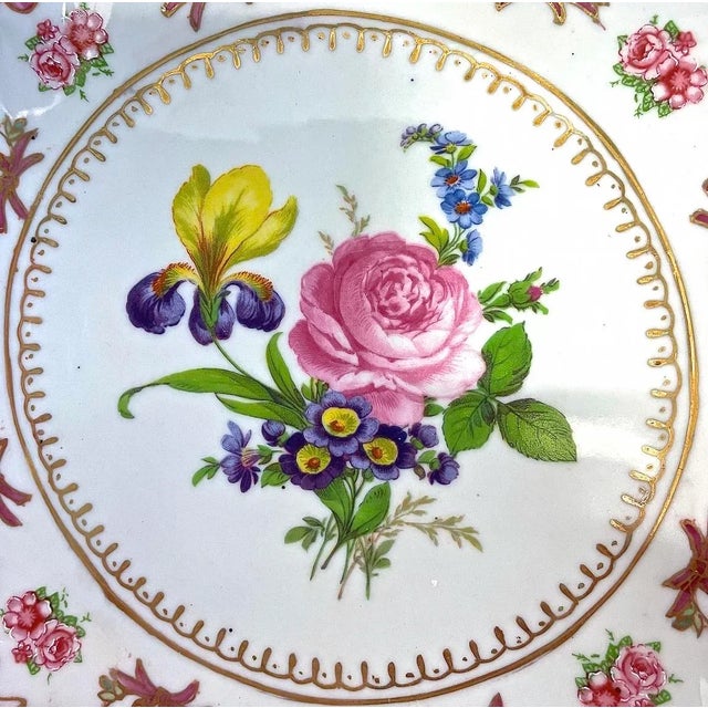 French Vintage Paris Royal Porcelain Floral Dish For Sale - Image 3 of 5