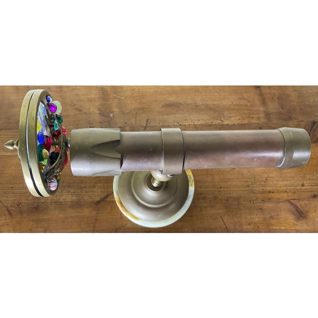 Exquisite Vintage Solid Brass & Onyx-Base Dual-Wheel Kaleidoscope For Sale - Image 12 of 14