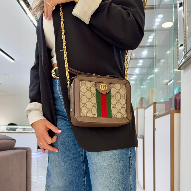 Gucci Ophidia Gg Supreme Canvas & Leather Gold Hardware Top Handle Bag For Sale - Image 9 of 9