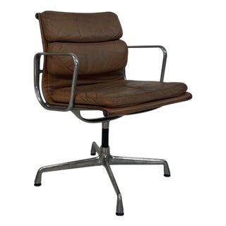 Camel Leather Soft Pad Group Chair by Charles and Ray Eames for Herman Miller, 1960s For Sale