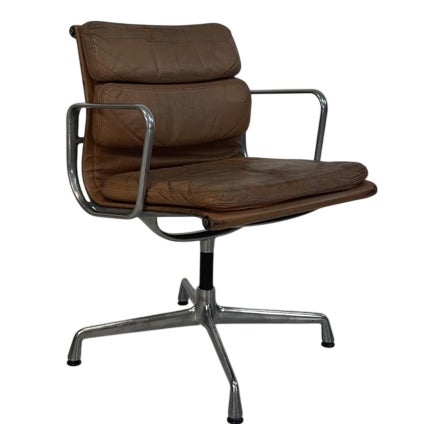 Camel Leather Soft Pad Group Chair by Charles and Ray Eames for Herman Miller, 1960s For Sale
