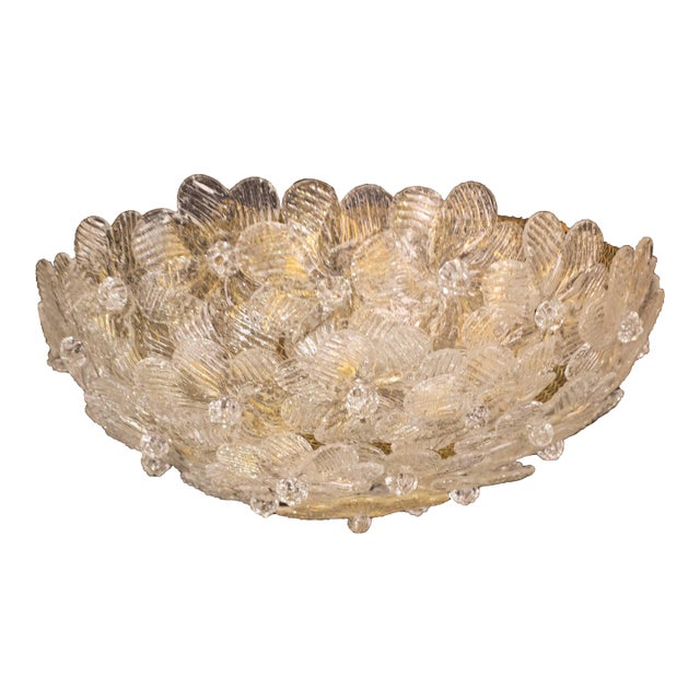 1960s Murano Ceiling Light Gold and Trasparent Flower by Seguso for Venini For Sale