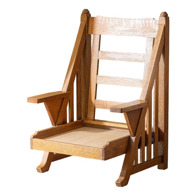 Antique Arts & Crafts Mission Quarter-Sawn Oak High-Back Lounge Chair For Sale