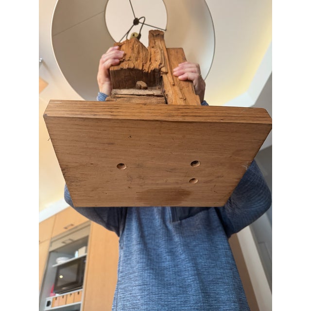 1960s California Modern Sculptural Wood Lamps With/Leonard R. Foss Shades Palm Springs - a Pair For Sale - Image 11 of 12
