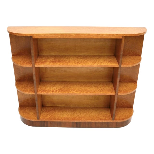 Art Deco Birdseye Maple Open Bookcase, 1930s For Sale